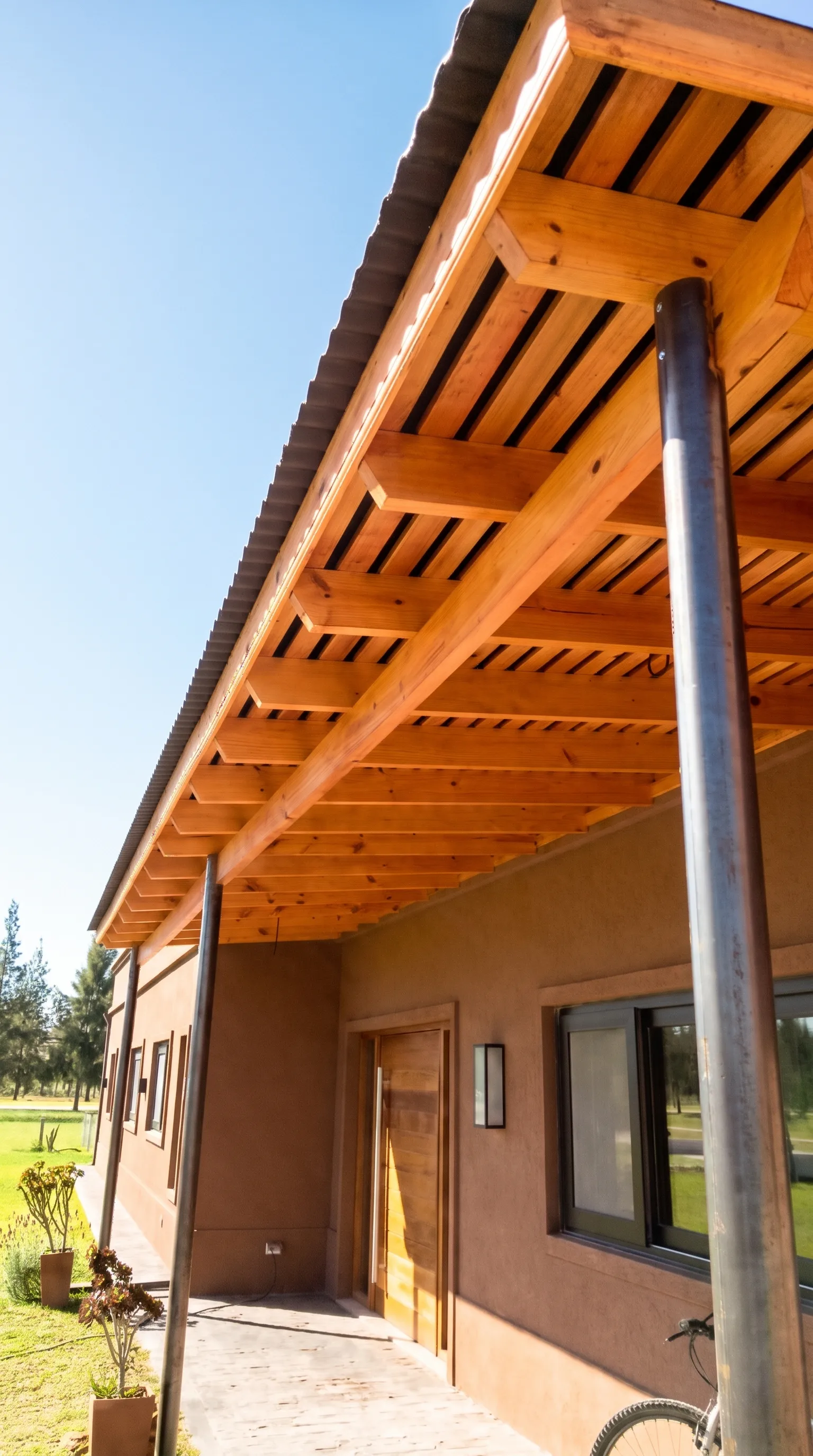 Obra en madera a medida: galeria casa campo en Corredor Ruta 2 - DeMadera.com.ar